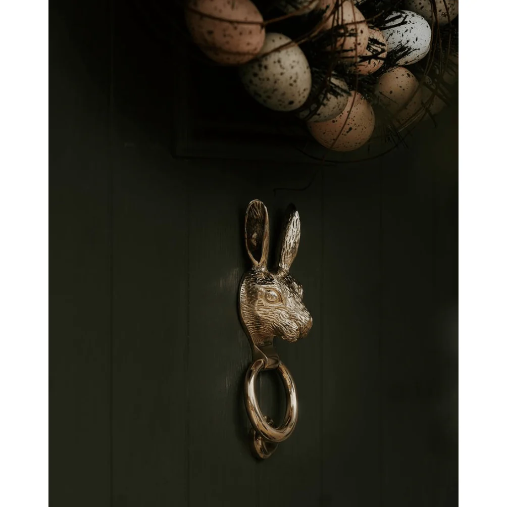 Brass Hare Door Knocker - Nickel Finish - Image 6