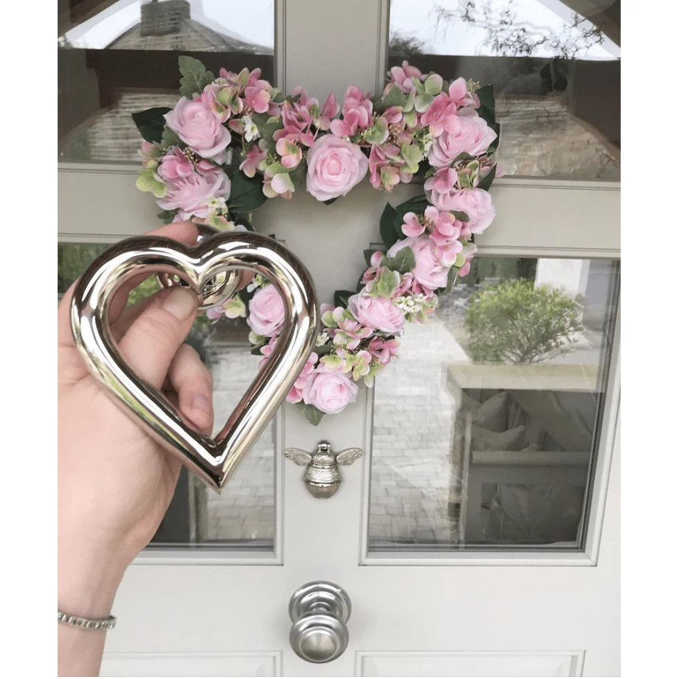 Brass Love Heart Door Knocker - Nickel Finish - Image 3