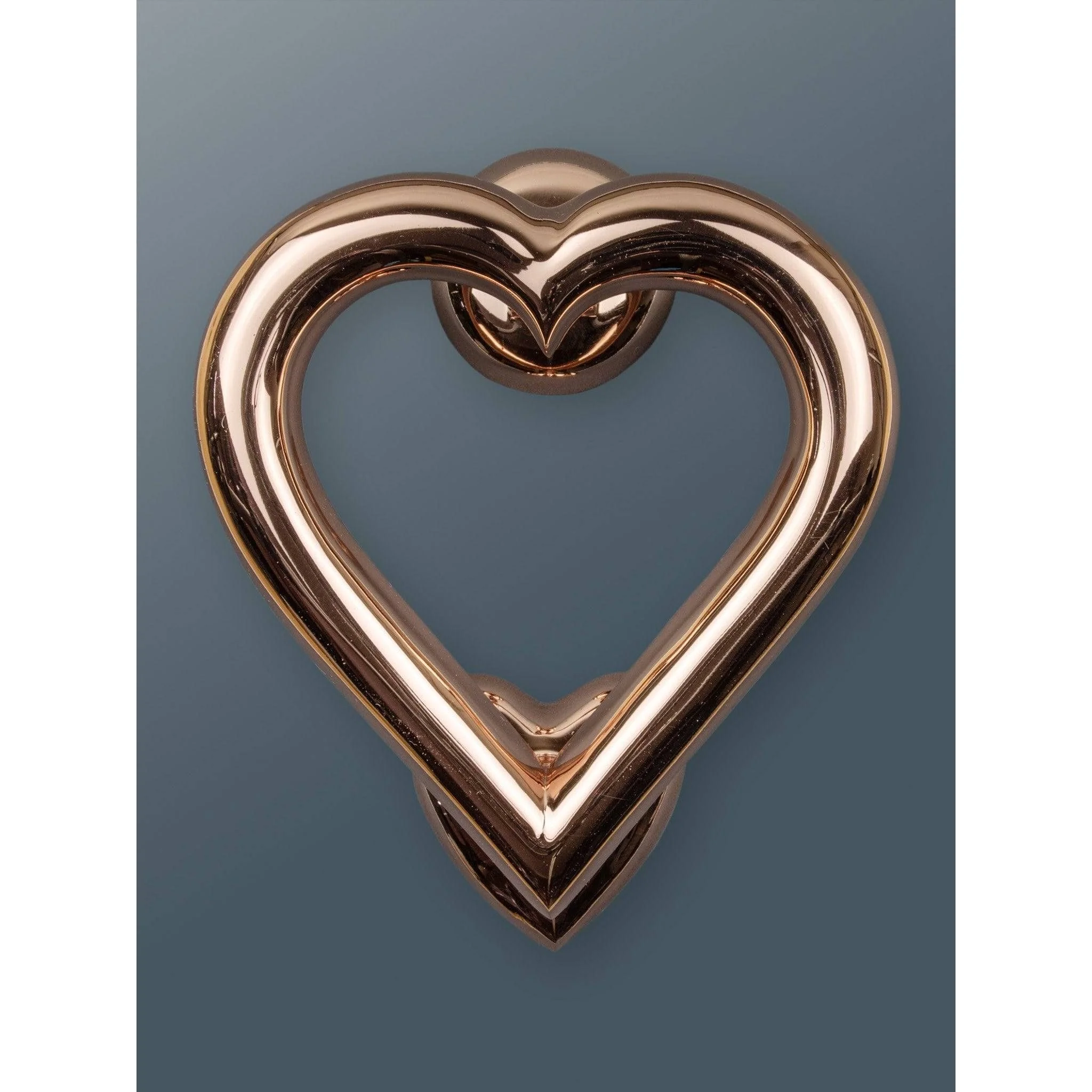 Brass Love Heart Door Knocker - Rose Gold Finish - Image 2