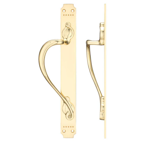 Cast Brass Pull Handle with Art Nouveau Backplate - 377 x 42mm