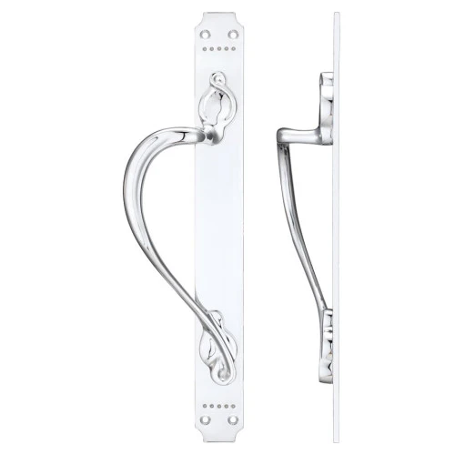 Cast Brass Pull Handle with Art Nouveau Backplate - 377 x 42mm - Image 2
