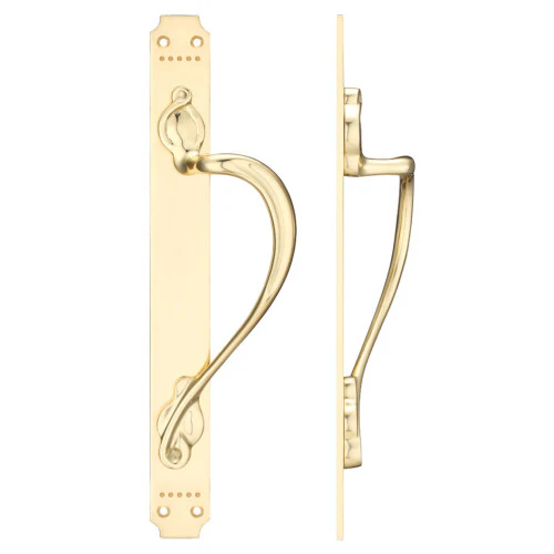 Cast Brass Pull Handle with Art Nouveau Backplate - 377 x 42mm - Image 3
