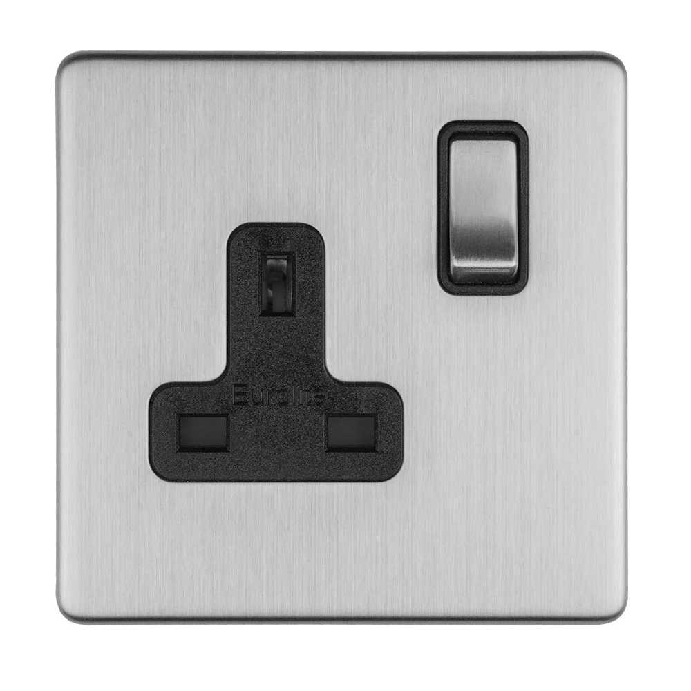 Concealed 3mm 1 Gang 13Amp Dp Switched Socket - Stainless Steel - Image 5