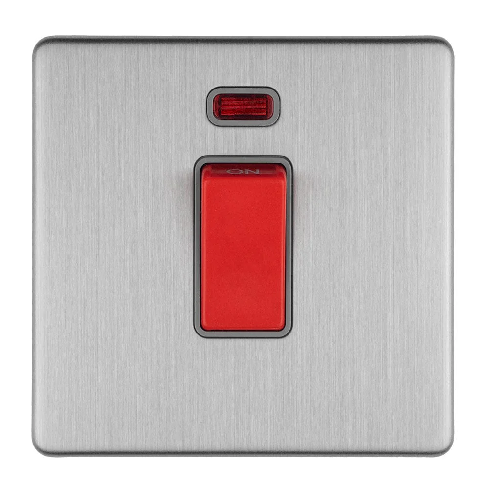 Concealed 3mm 1 Gang 45Amp Dp Switch With Neon - Stainless Steel - Image 2
