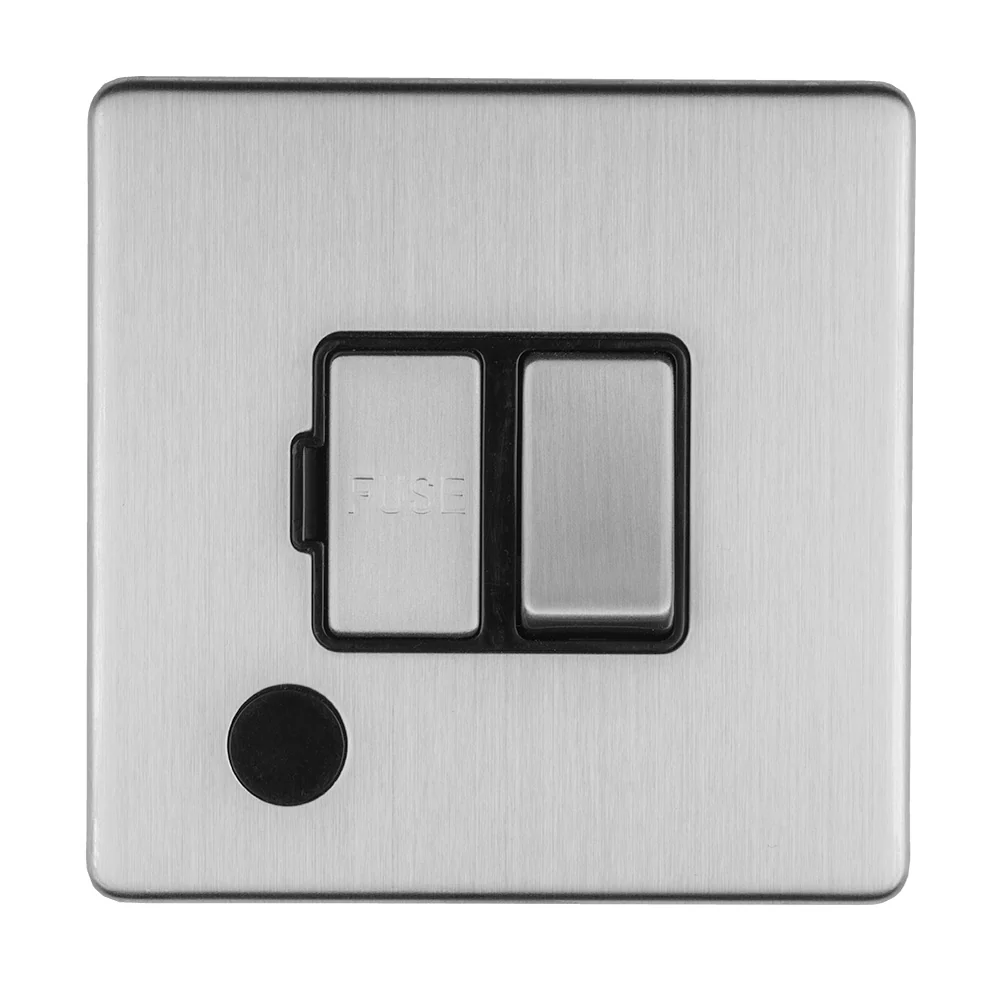 Concealed 3mm 13Amp Switched Fuse Spur With Flex Outlet - Stainless Steel - Image 4