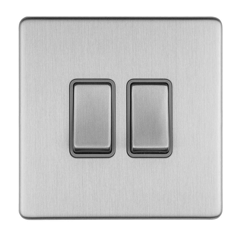 Concealed 3mm 2 Gang 10Amp 2Way Switch - Stainless Steel - Image 2