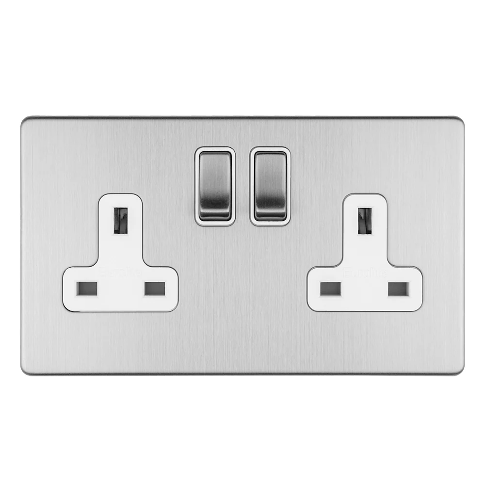 Concealed 3mm 2 Gang 13Amp Dp Switched Socket - Stainless Steel - Image 4