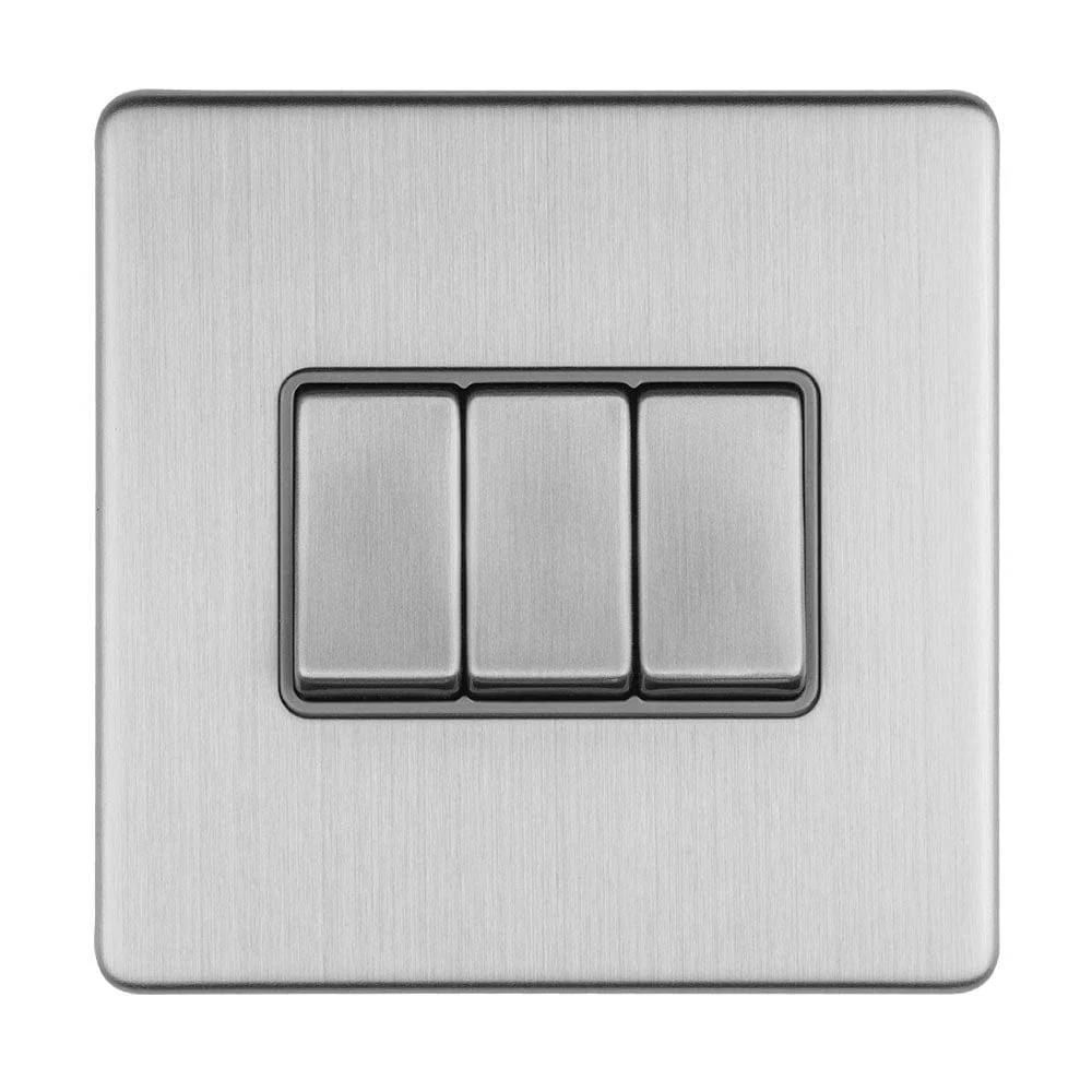 Concealed 3mm 3 Gang 10Amp 2Way Switch - Stainless Steel - Image 2
