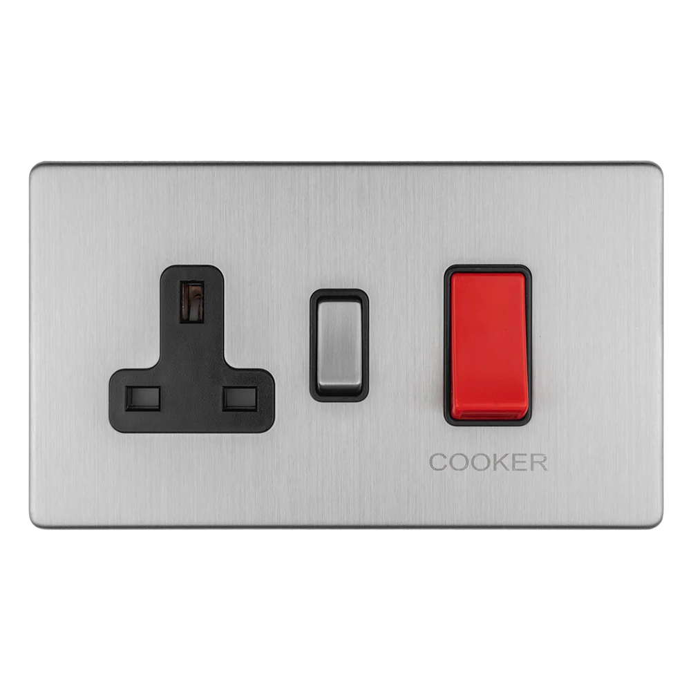 Concealed 3mm 45Amp Dp Cooker Switch With 13Amp Socket - Stainless Steel - Image 8