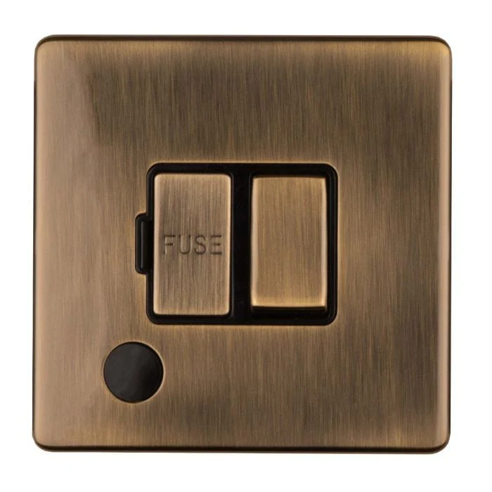 Concealed 3mm Switched Fuse Spur - Antique Brass - Image 2