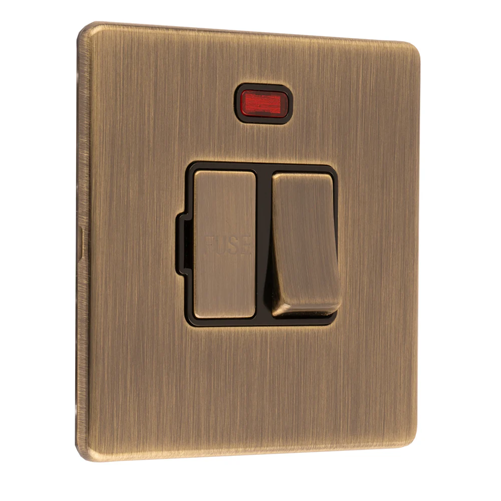 Concealed 3mm Switched Fuse Spur - Antique Brass - Image 8
