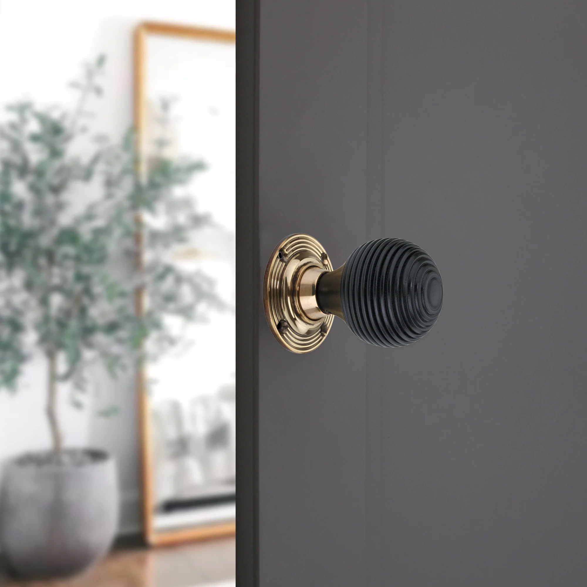 Ebonised Beehive Mortice/Rim Door Knob - Image 5