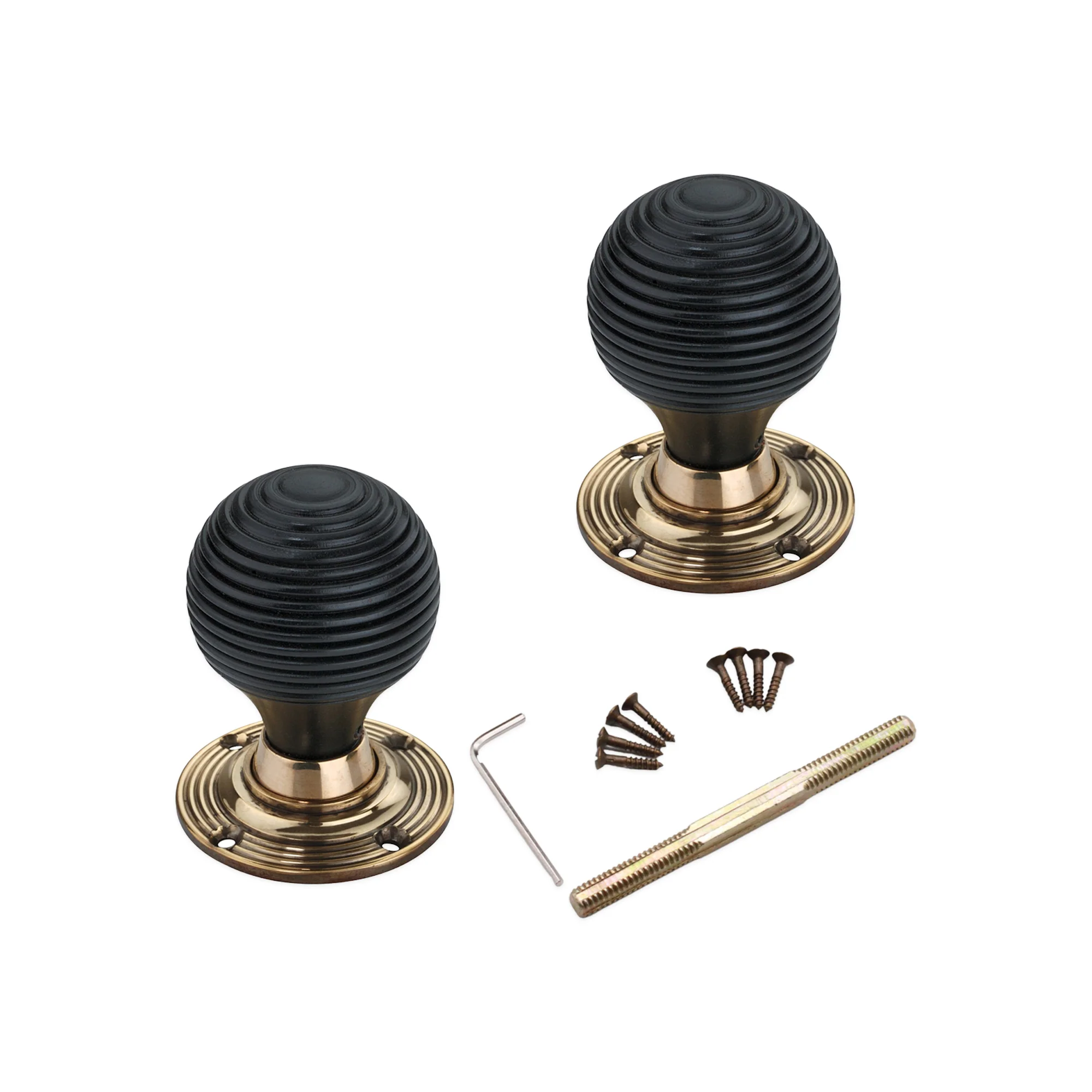 Ebonised Beehive Mortice/Rim Door Knob - Image 6