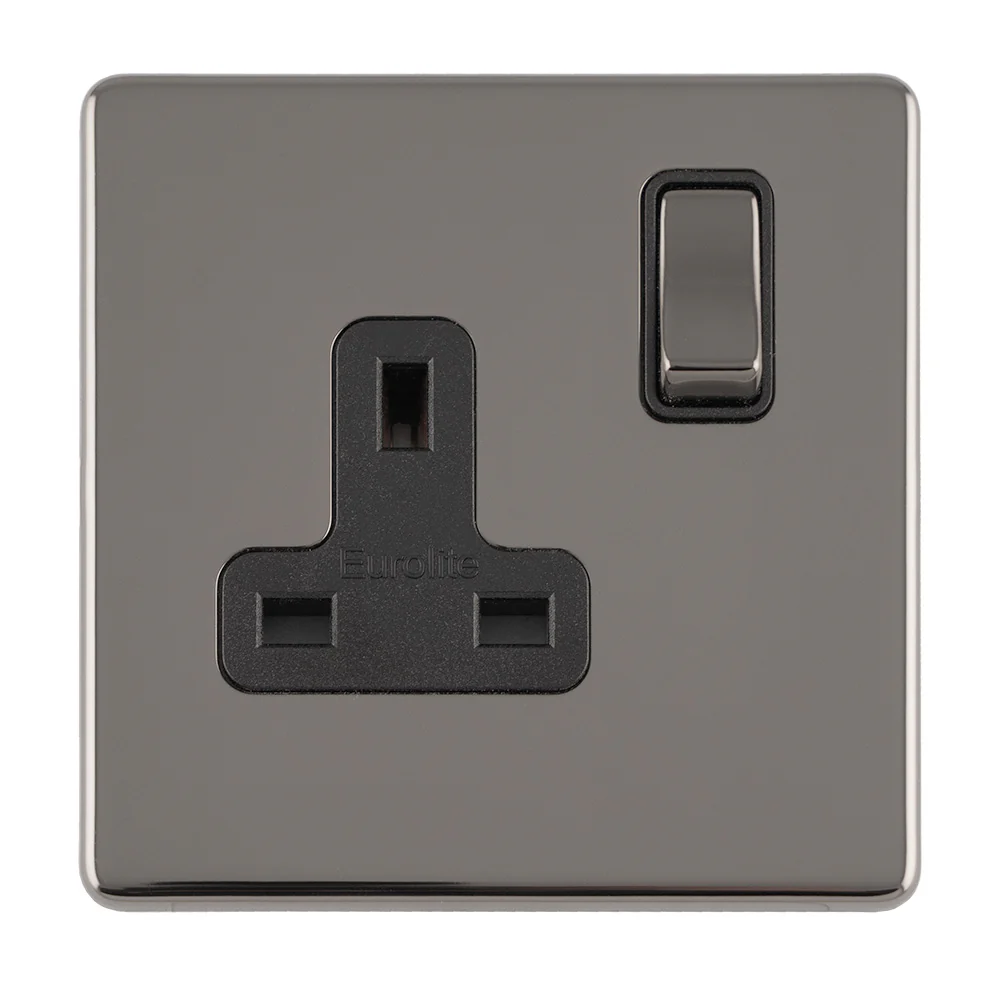 Concealed 3mm 1 Gang 13Amp Dp Switched Socket - Black Nickel - Image 3