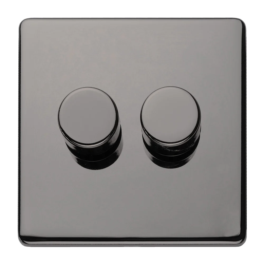 Concealed 3mm 2 Gang Led Push On Off 2Way Dimmer - Black Nickel - Image 4