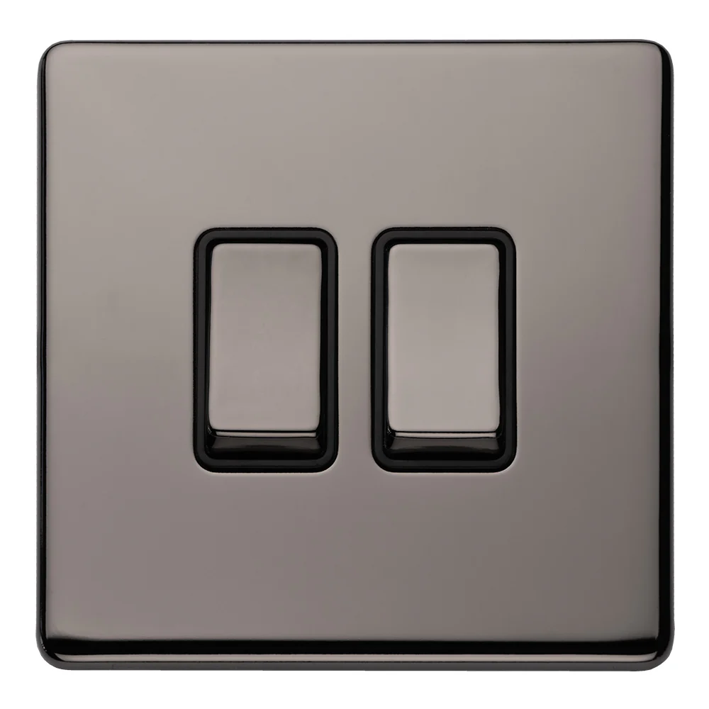 Concealed 3mm 2 Gang 10Amp 2Way Switch - Black Nickel - Image 3