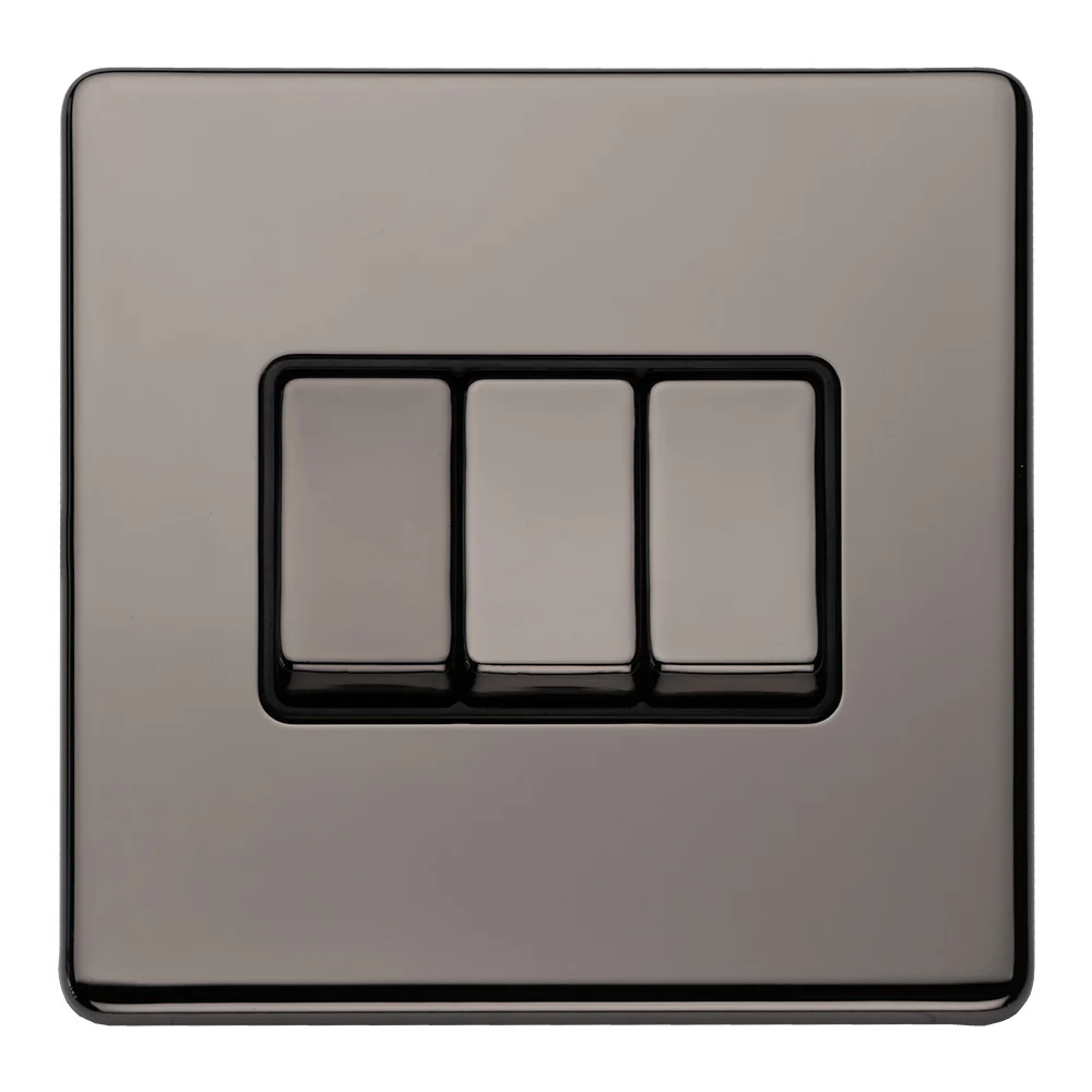 Concealed 3mm 3 Gang 10Amp 2Way Switch - Black Nickel - Image 3