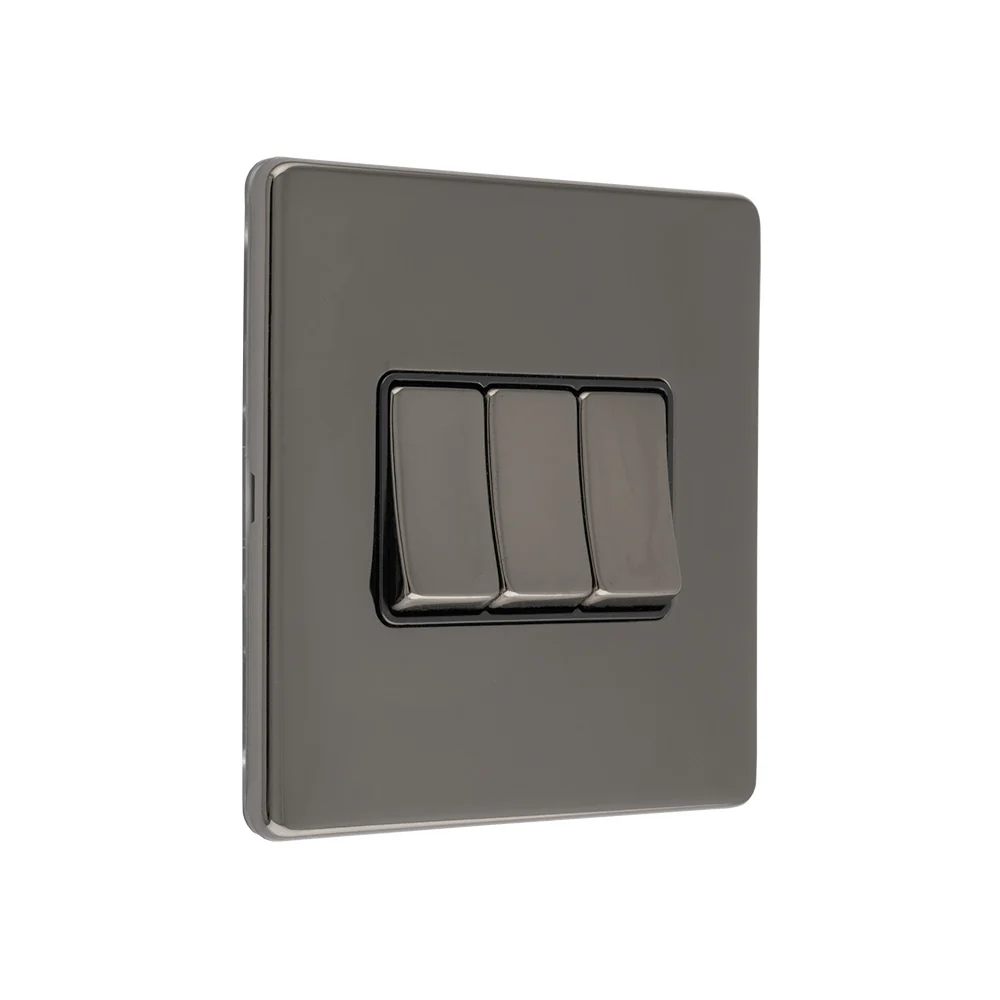 Concealed 3mm 3 Gang 10Amp 2Way Switch - Black Nickel - Image 5