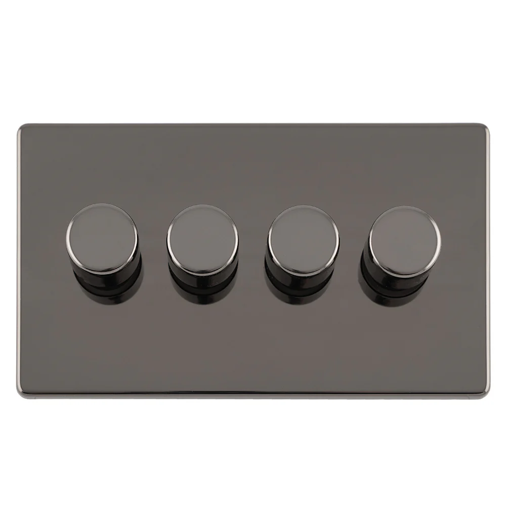 Concealed 3mm 4 Gang Led Push On Off 2Way Dimmer - Black Nickel - Image 3