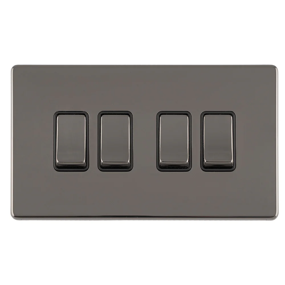Concealed 3mm 4 Gang 10Amp 2Way Switch - Black Nickel - Image 4