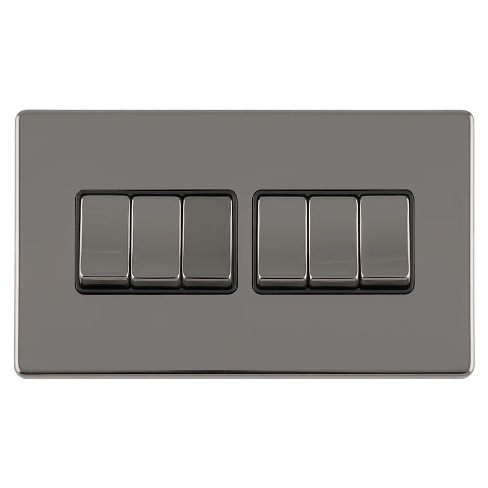 Concealed 3mm 6 Gang 10Amp 2Way Switch - Black Nickel - Image 3