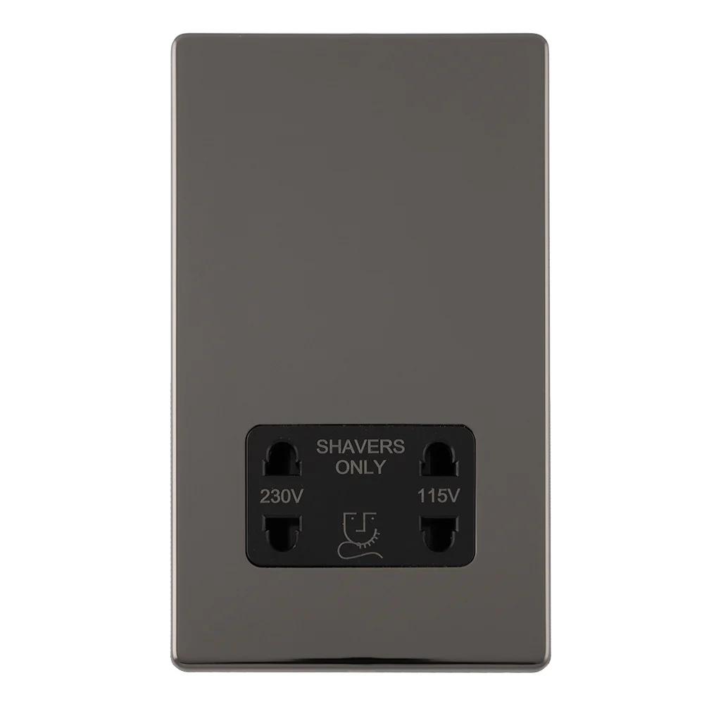 Concealed 3mm Shaver Socket - Black Nickel - Image 2