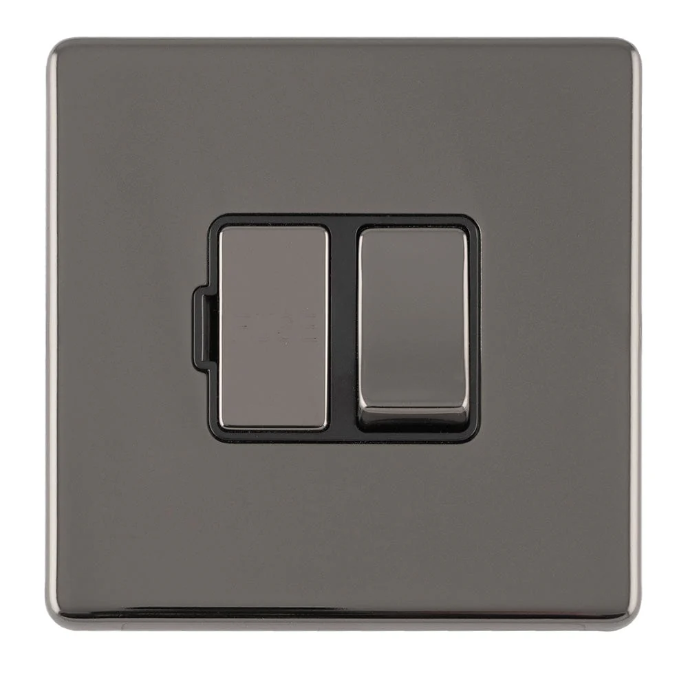 Concealed 3mm 13Amp Switched Fuse Spur With Flex Outlet - Black Nickel