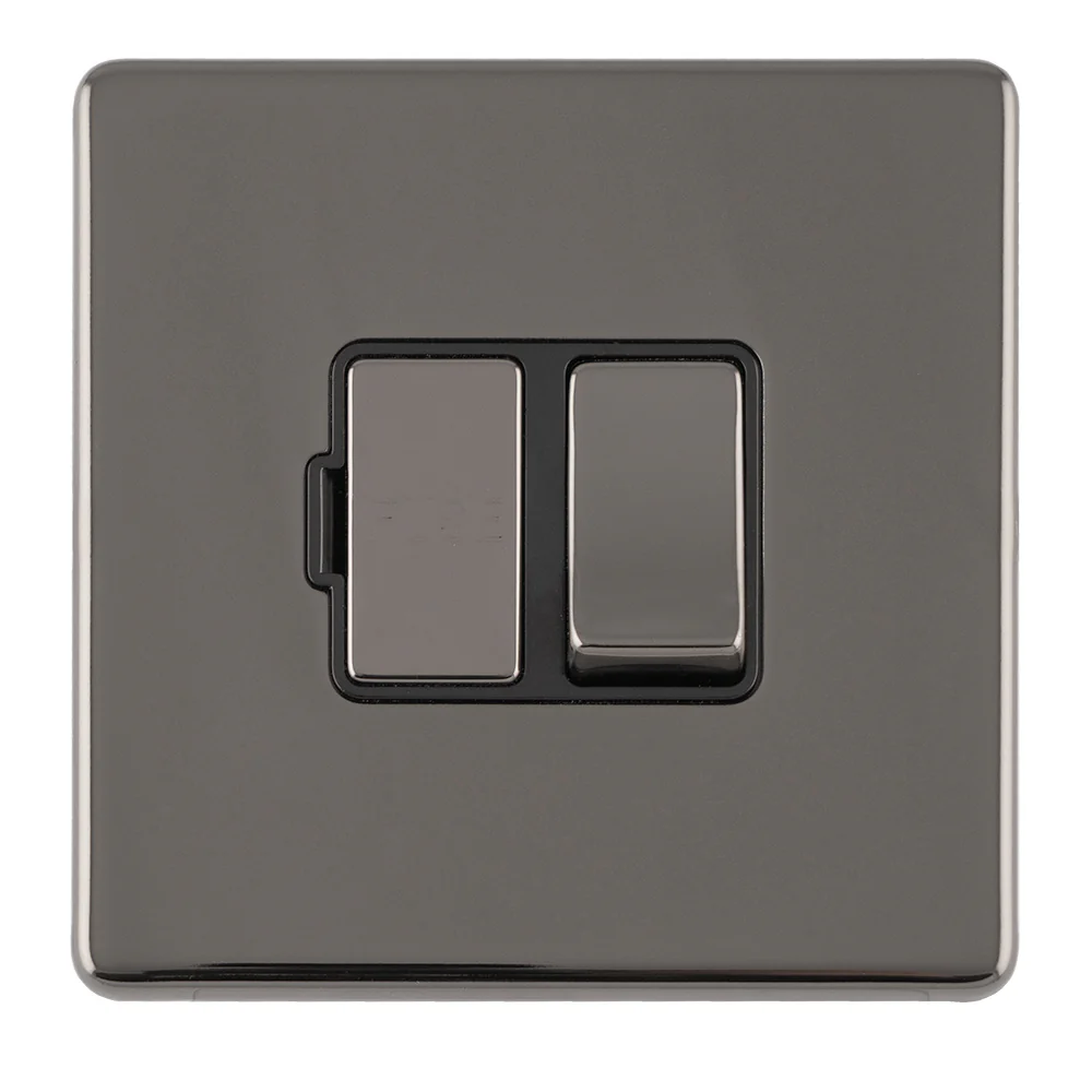 Concealed 3mm 13Amp Switched Fuse Spur With Flex Outlet - Black Nickel - Image 3