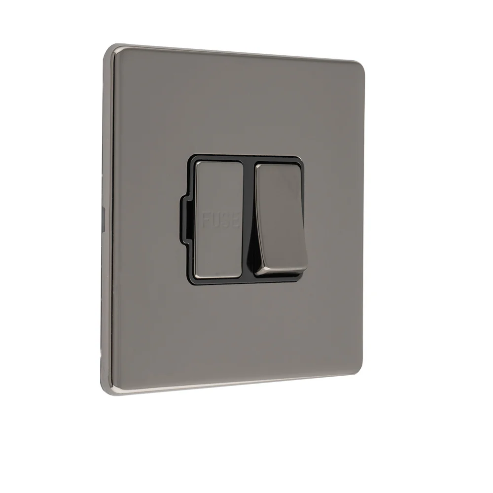 Concealed 3mm 13Amp Switched Fuse Spur With Flex Outlet - Black Nickel - Image 4