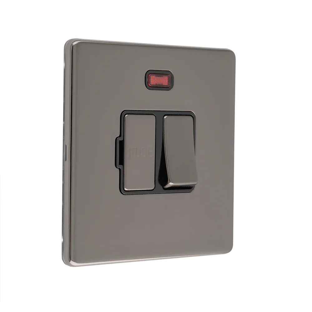 Concealed 3mm 13Amp Switched Fuse Spur - Black Nickel - Image 3