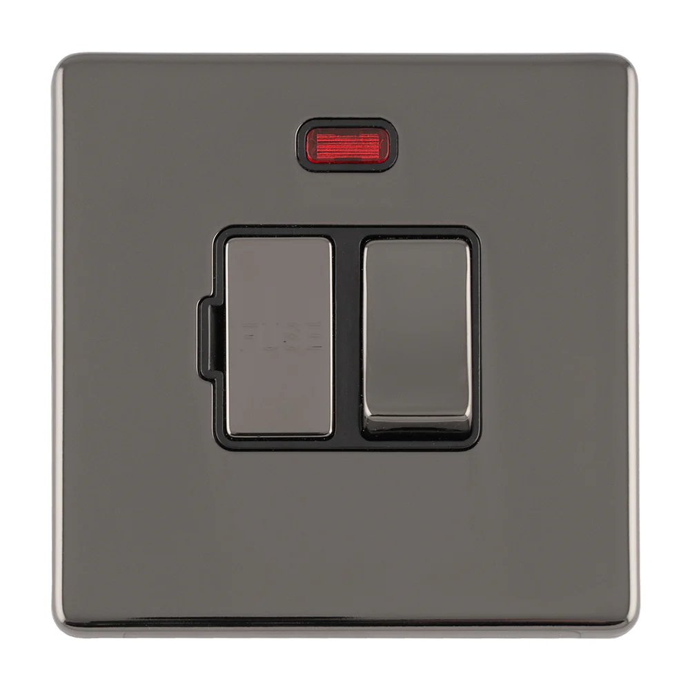 Concealed 3mm 13Amp Switched Fuse Spur - Black Nickel - Image 4
