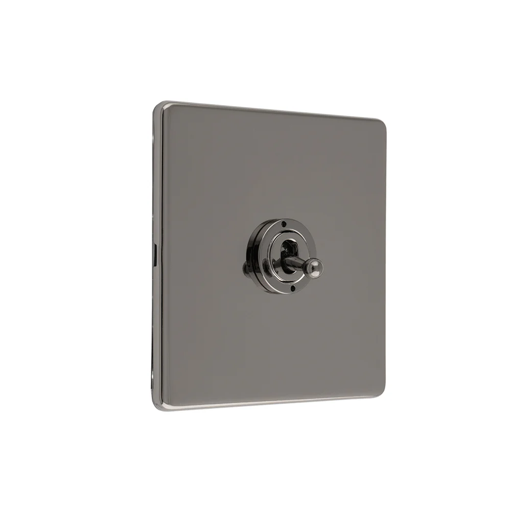 Concealed 3mm 1 Gang 10Amp 2Way Toggle Switch Black Nickel Plate - Black Nickel - Image 3