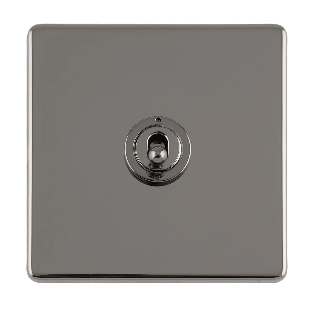 Concealed 3mm 1 Gang 10Amp 2Way Toggle Switch Black Nickel Plate - Black Nickel - Image 4