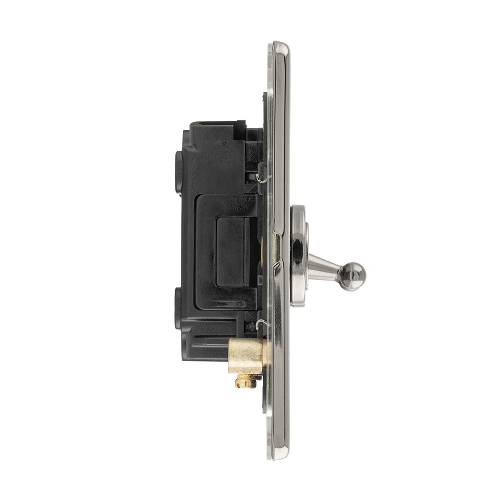 Concealed 3mm 2 Gang 10Amp 2Way Toggle Switch Black Nickel Plate - Black Nickel - Image 4