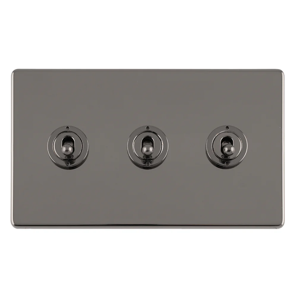 Concealed 3mm 3 Gang 10Amp 2Way Toggle Switch Black Nickel Plate - Black Nickel - Image 3