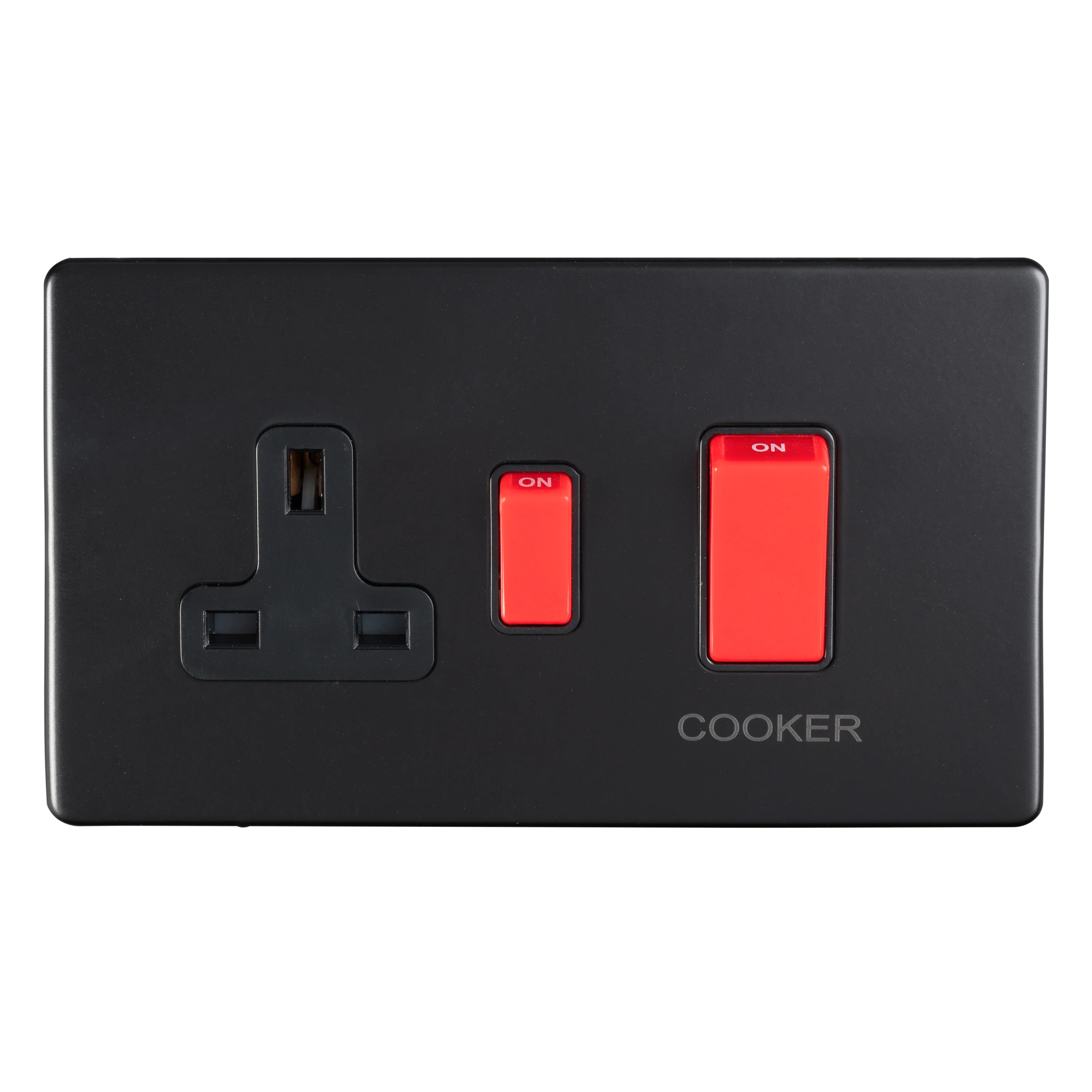 Concealed 3mm 45Amp Switch With A Socket - Matt Black - Image 2