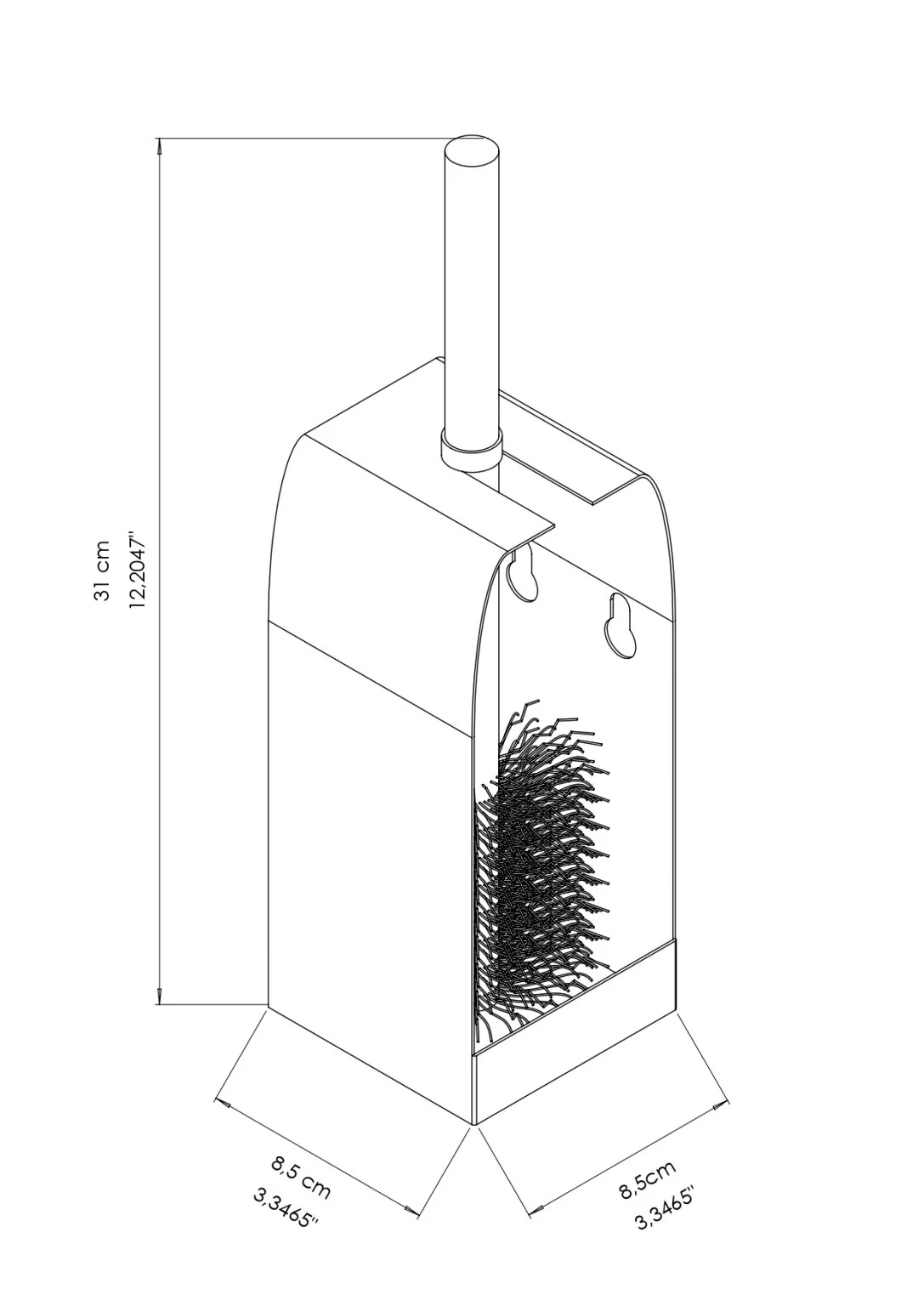 Ecoline Matte Black Toilet Brush Set Holder - Image 4