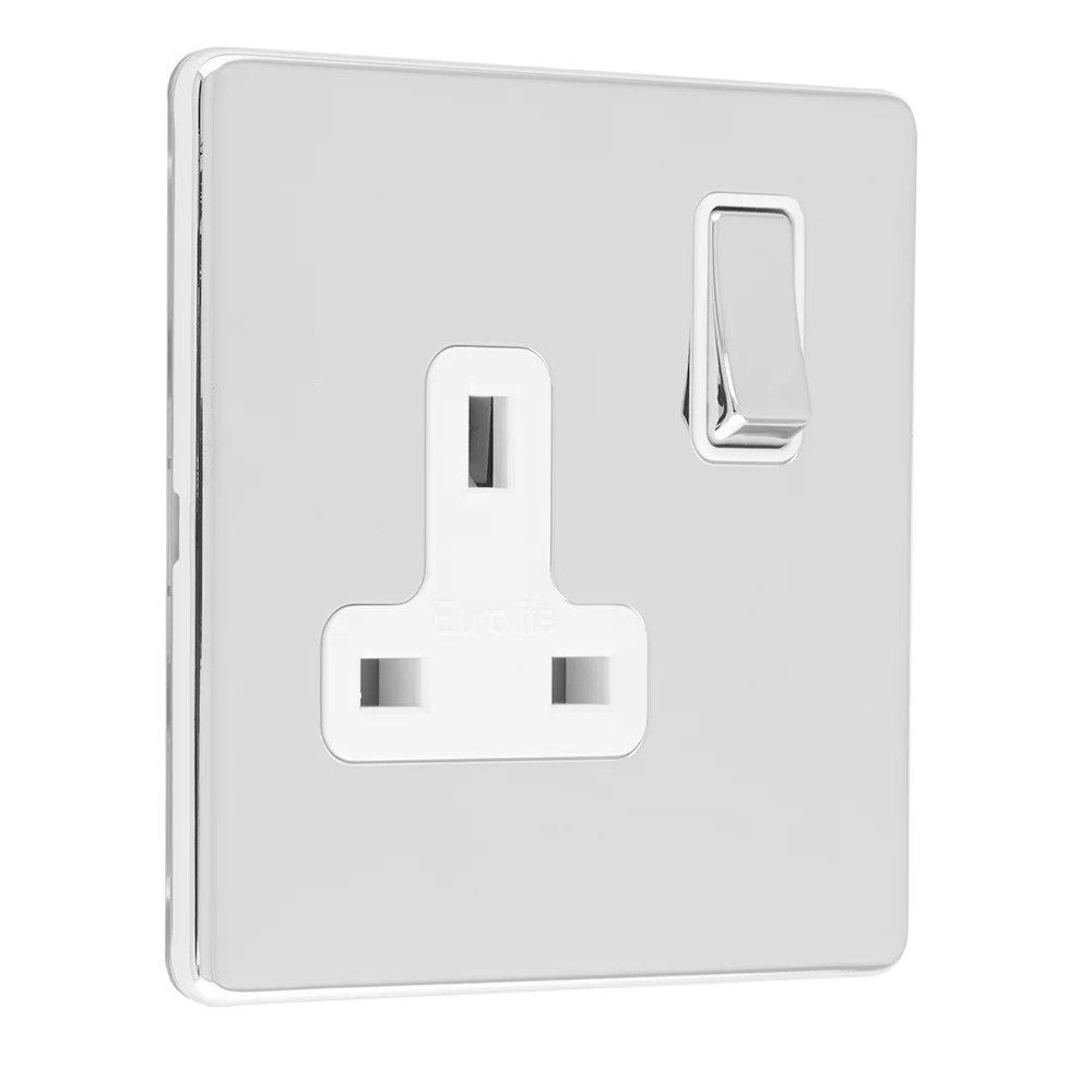 Concealed 3mm 1 Gang 13Amp Dp Switched Socket - Polished Chrome - Image 4