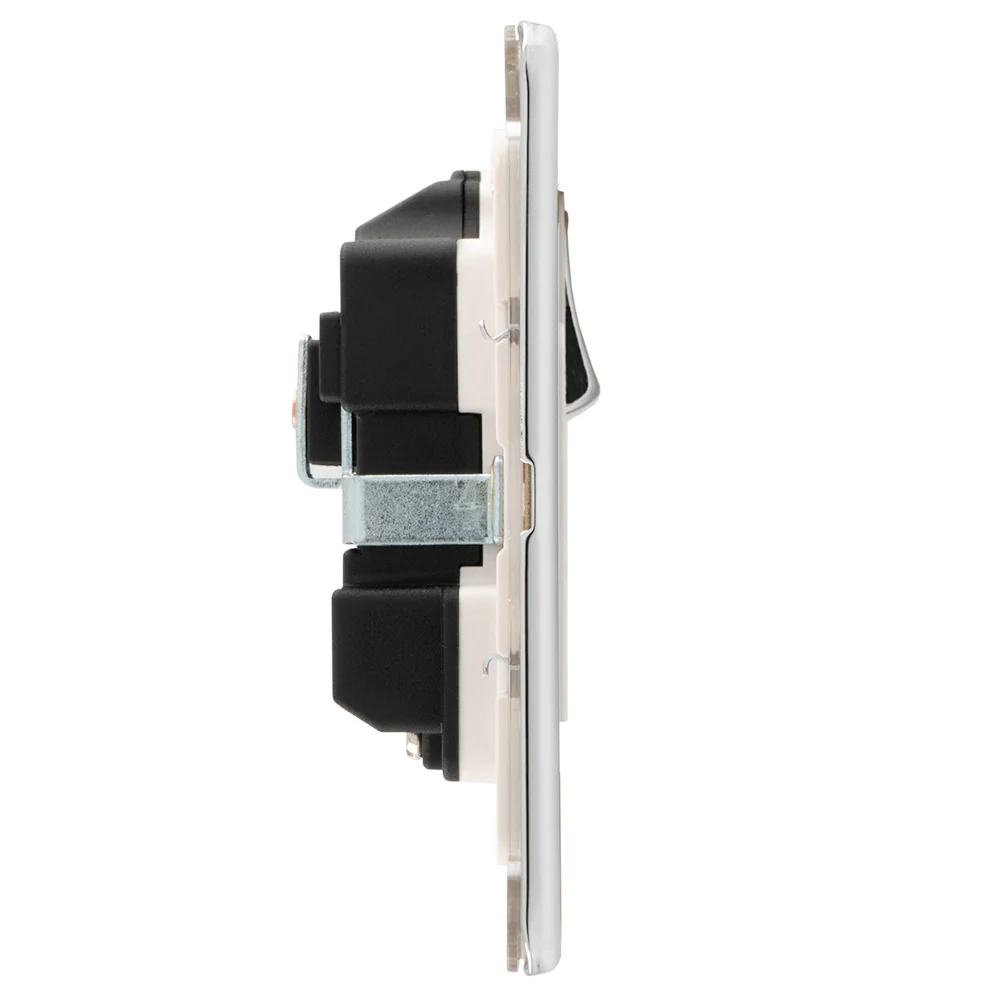Concealed 3mm 2 Gang 13Amp Dp Switched Socket - Polished Chrome - Image 4