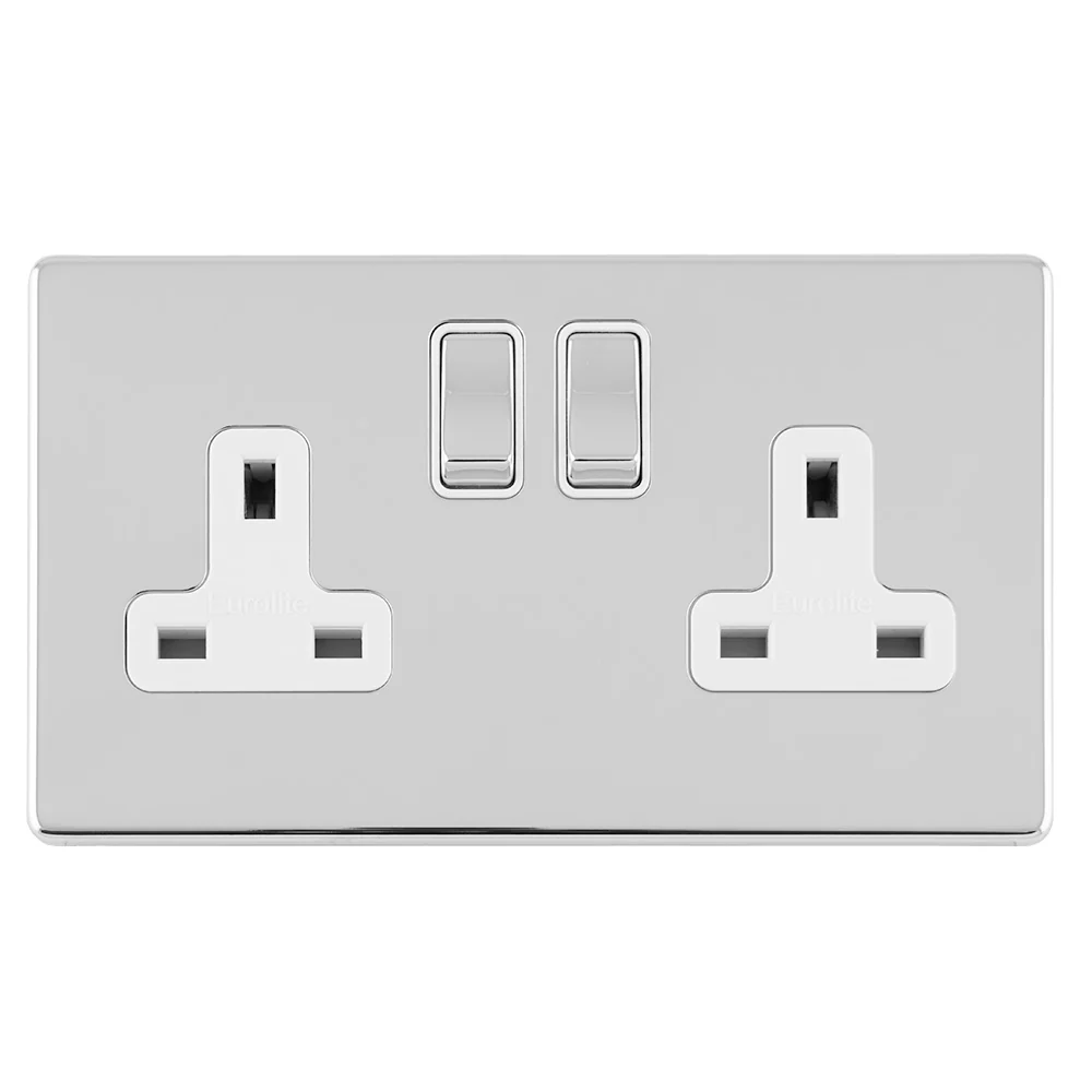 Concealed 3mm 2 Gang 13Amp Dp Switched Socket - Polished Chrome - Image 5