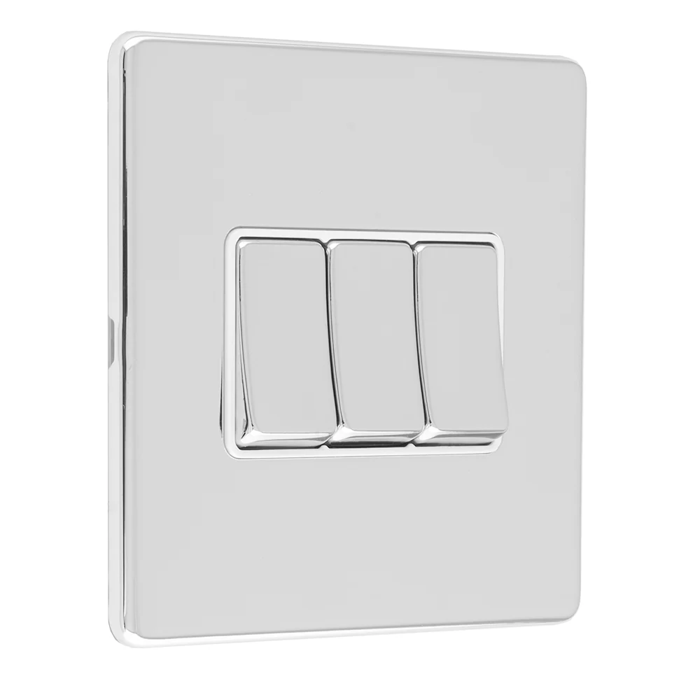 Concealed 3mm 3 Gang 10Amp 2Way Switch - Polished Chrome - Image 3