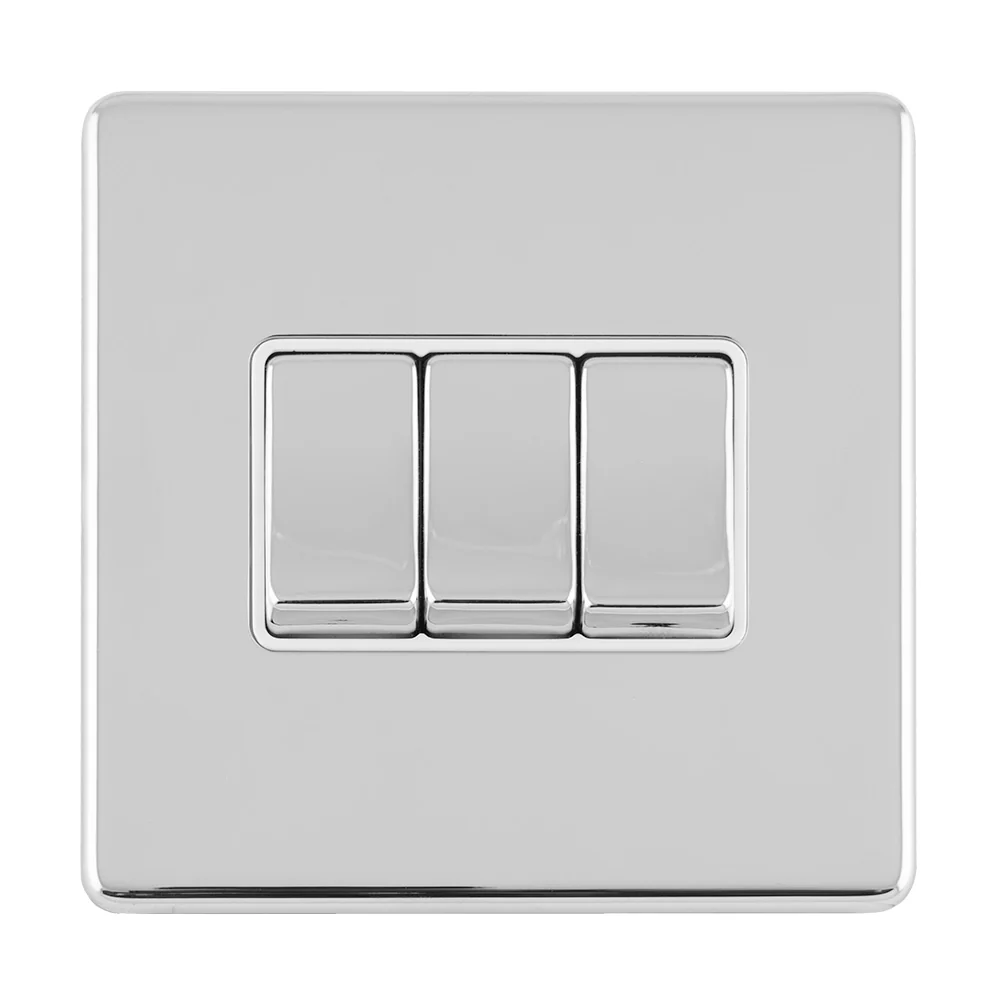 Concealed 3mm 3 Gang 10Amp 2Way Switch - Polished Chrome - Image 4
