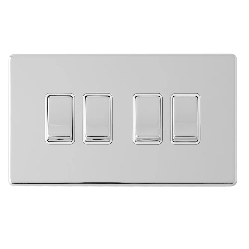 Concealed 3mm 4 Gang 10Amp 2Way Switch - Polished Chrome - Image 3
