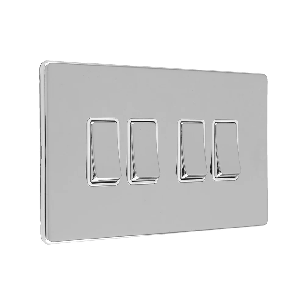 Concealed 3mm 4 Gang 10Amp 2Way Switch - Polished Chrome - Image 5
