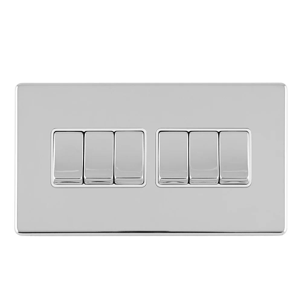 Concealed 3mm 6 Gang 10Amp 2Way Switch - Polished Chrome - Image 5