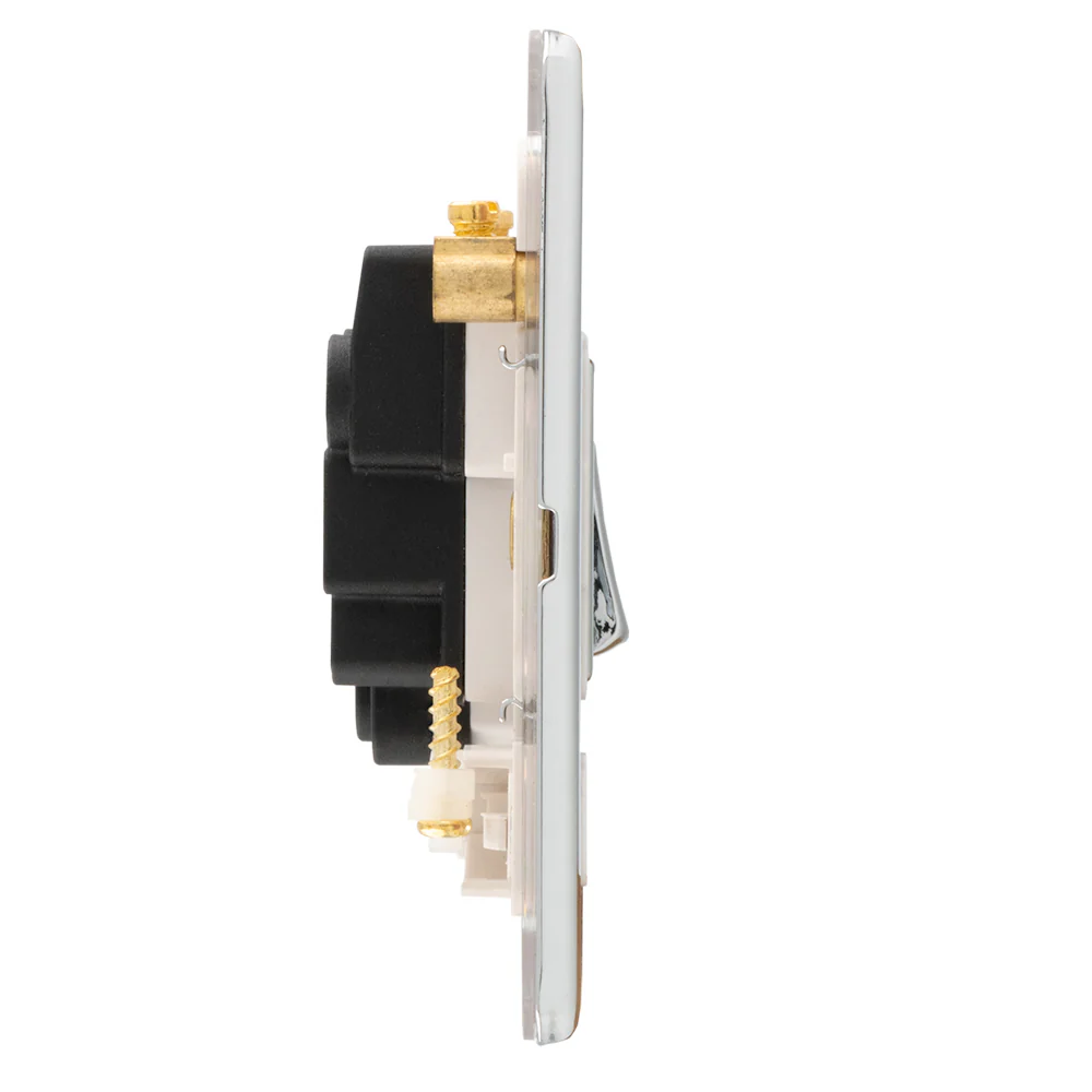 Concealed 3mm 13Amp Switched Fuse Spur With Flex Outlet - Polished Chrome - Image 3