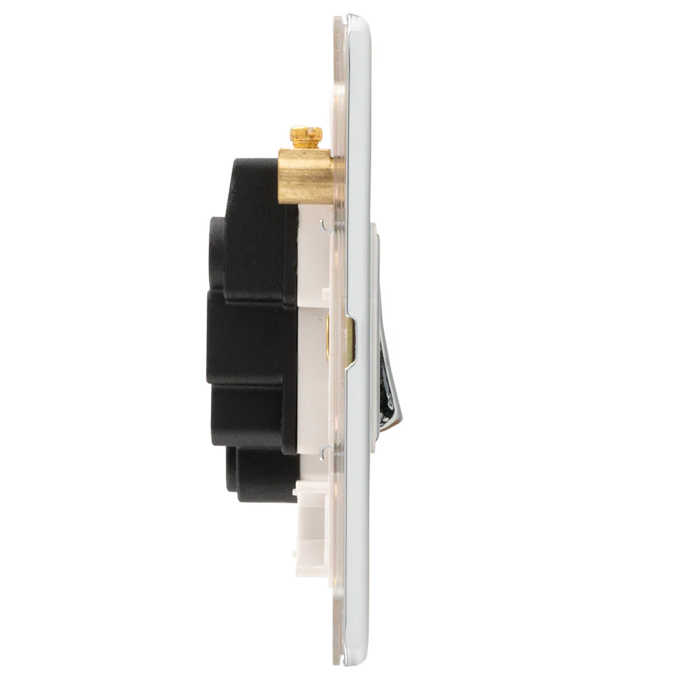 Concealed 3mm 13Amp Switched Fuse Spur - Polished Chrome - Image 2