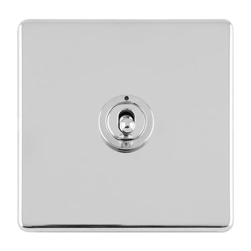Concealed 3mm 1 Gang 10Amp 2Way Toggle Switch Polished Chrome Plate - Polished Chrome - Image 2