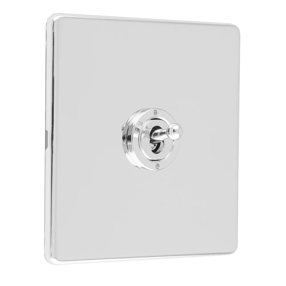 Concealed 3mm 1 Gang 10Amp 2Way Toggle Switch Polished Chrome Plate - Polished Chrome - Image 5