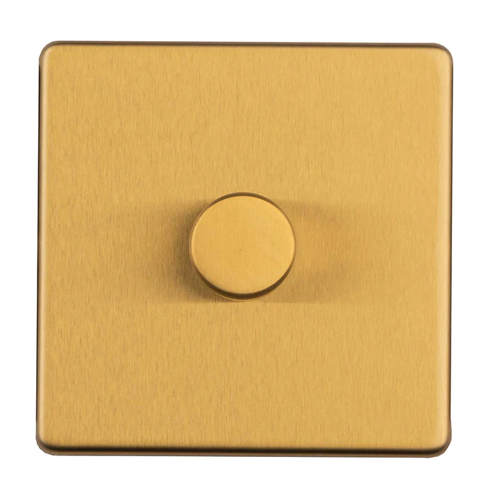 Concealed 3mm 1 Gang Dimmer - Satin Brass - Image 2
